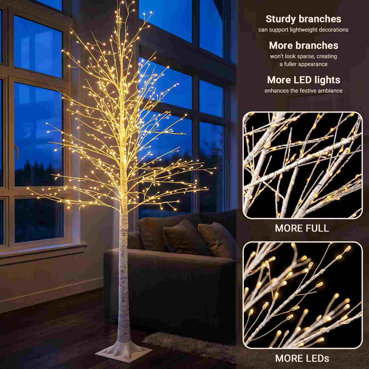 Warm LED Birch Tree Decor