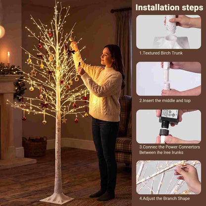 Warm LED Birch Tree Decor