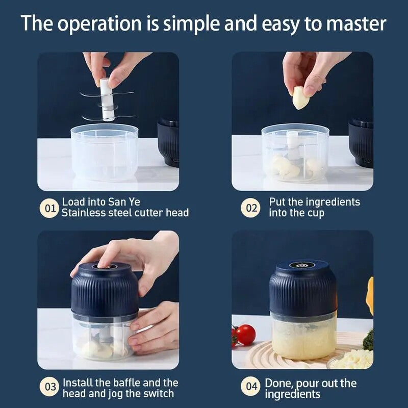 [BUY 1 GET 1 FREE] 300ML Cordless 4-Blade Food Chopper