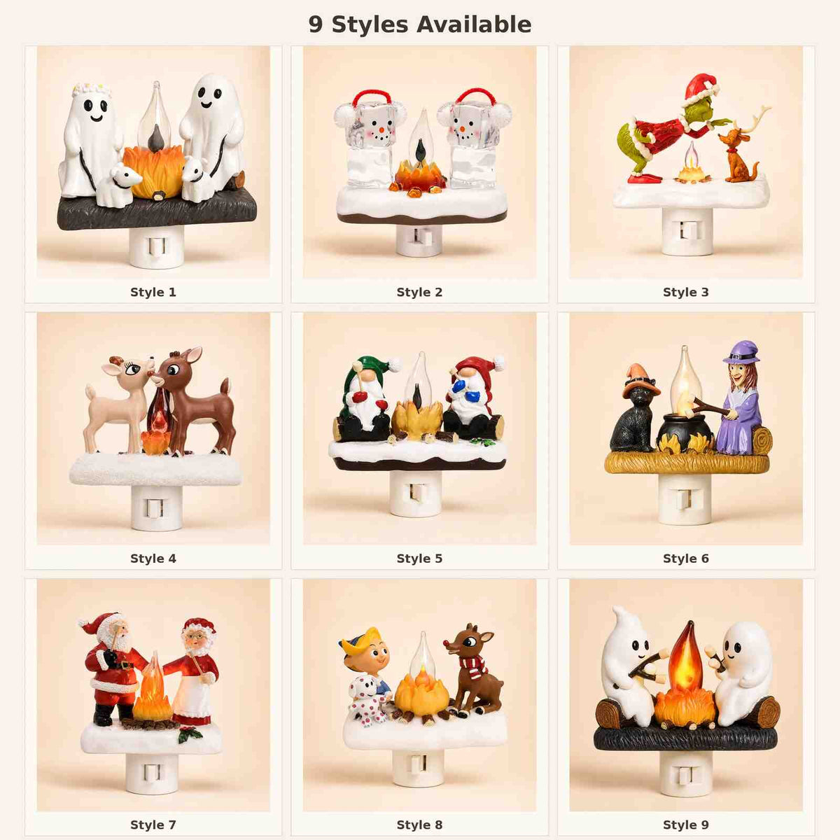 3D Flickering Campfire Plug-In Night Light