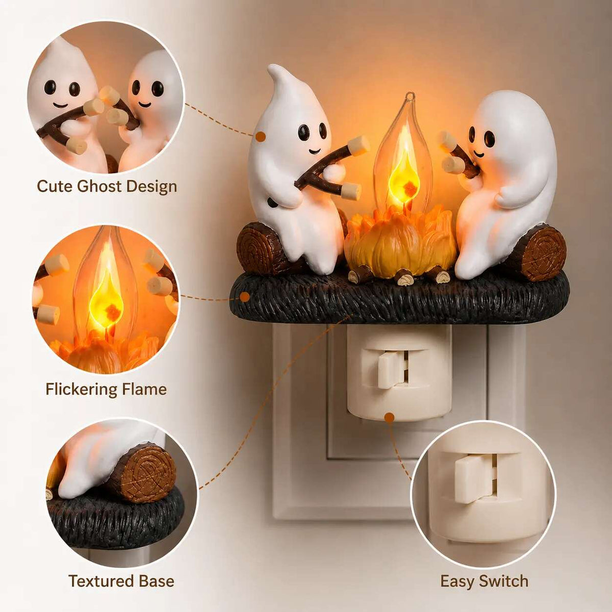 3D Flickering Campfire Plug-In Night Light