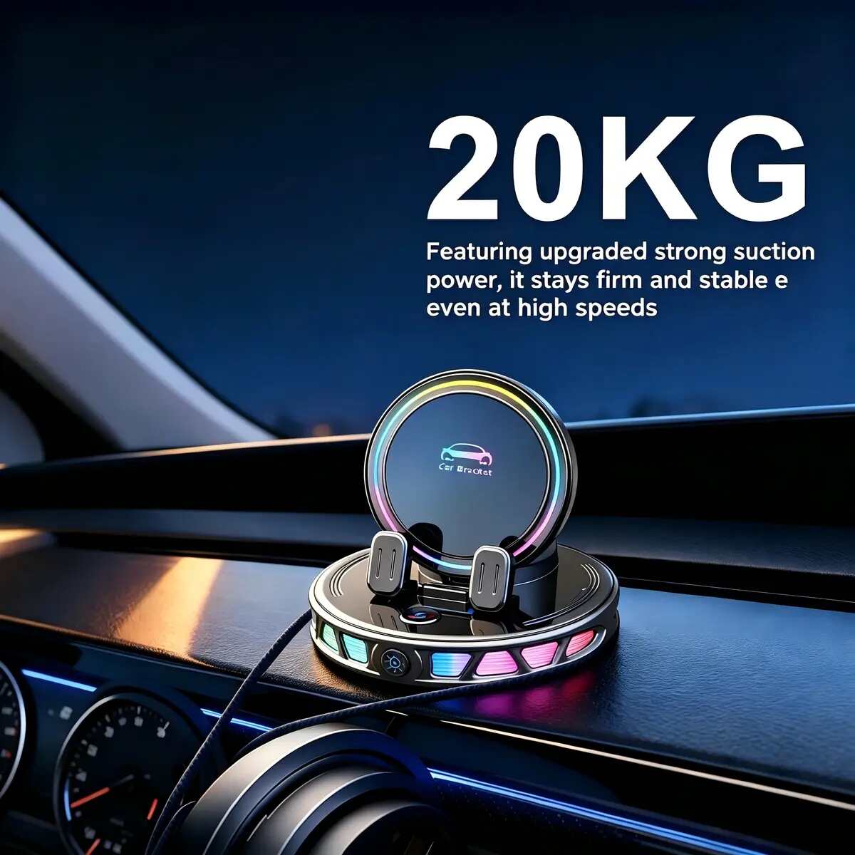 RGB Wireless Charging Car Phone Mount
