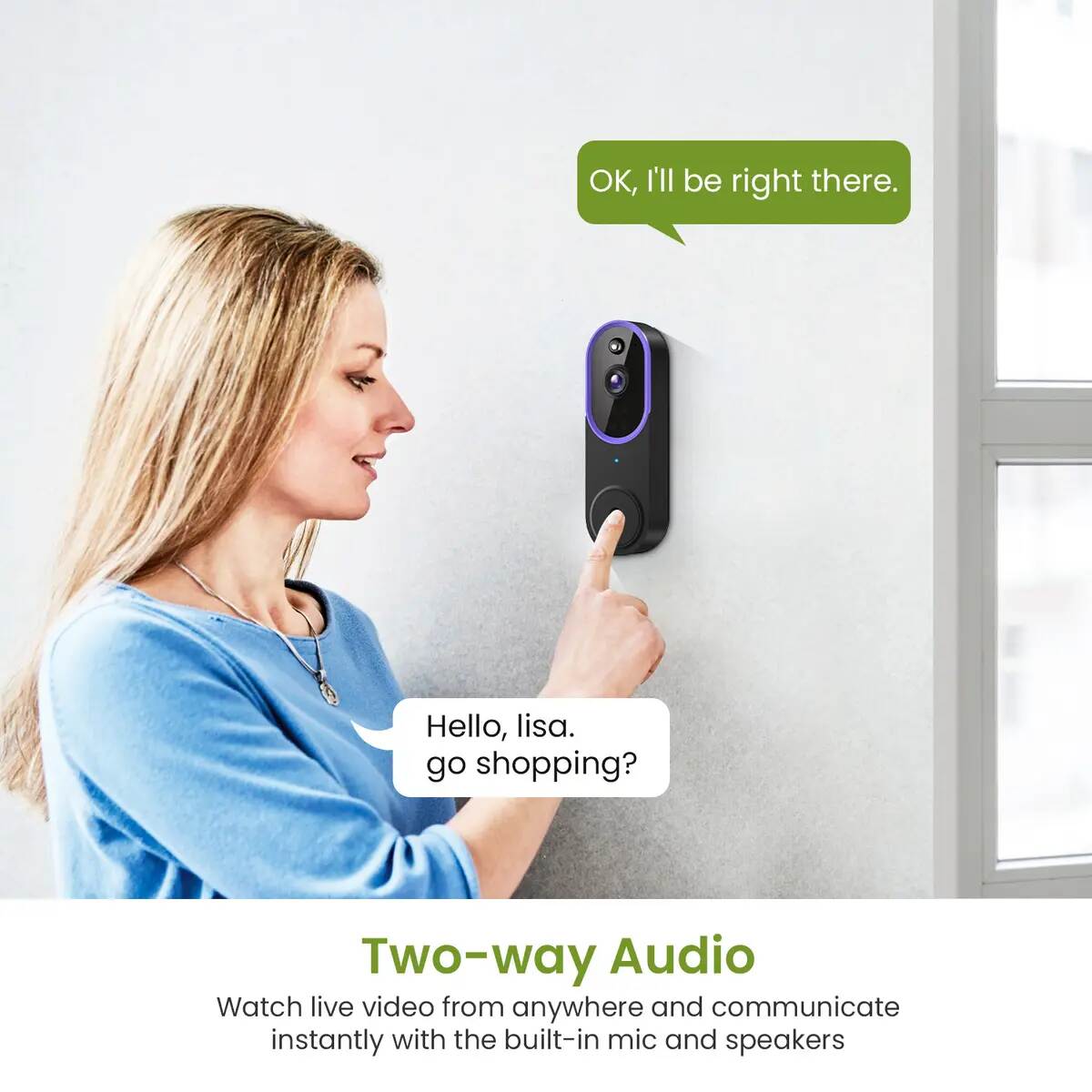 AI Human Detection Wireless Video Doorbell