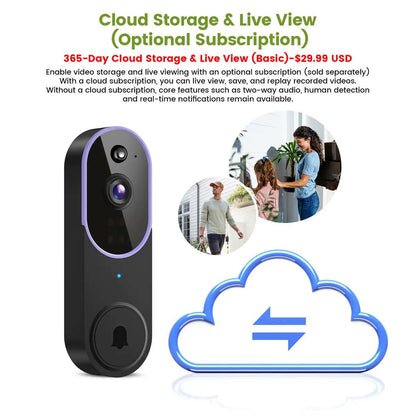 AI Human Detection Wireless Video Doorbell