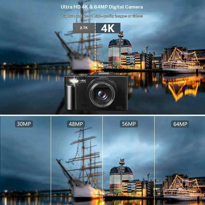 64MP 4K Digital Camera with Flip Screen