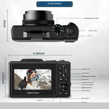 64MP 4K Digital Camera with Flip Screen