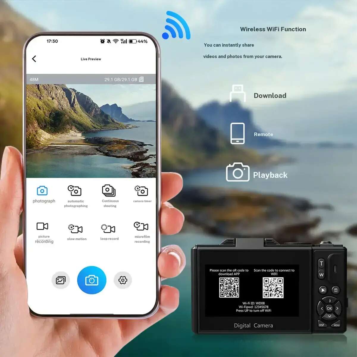 64MP 4K Digital Camera with Flip Screen
