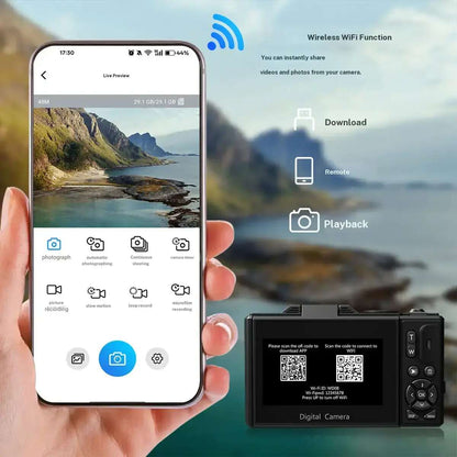 64MP 4K Digital Camera with Flip Screen