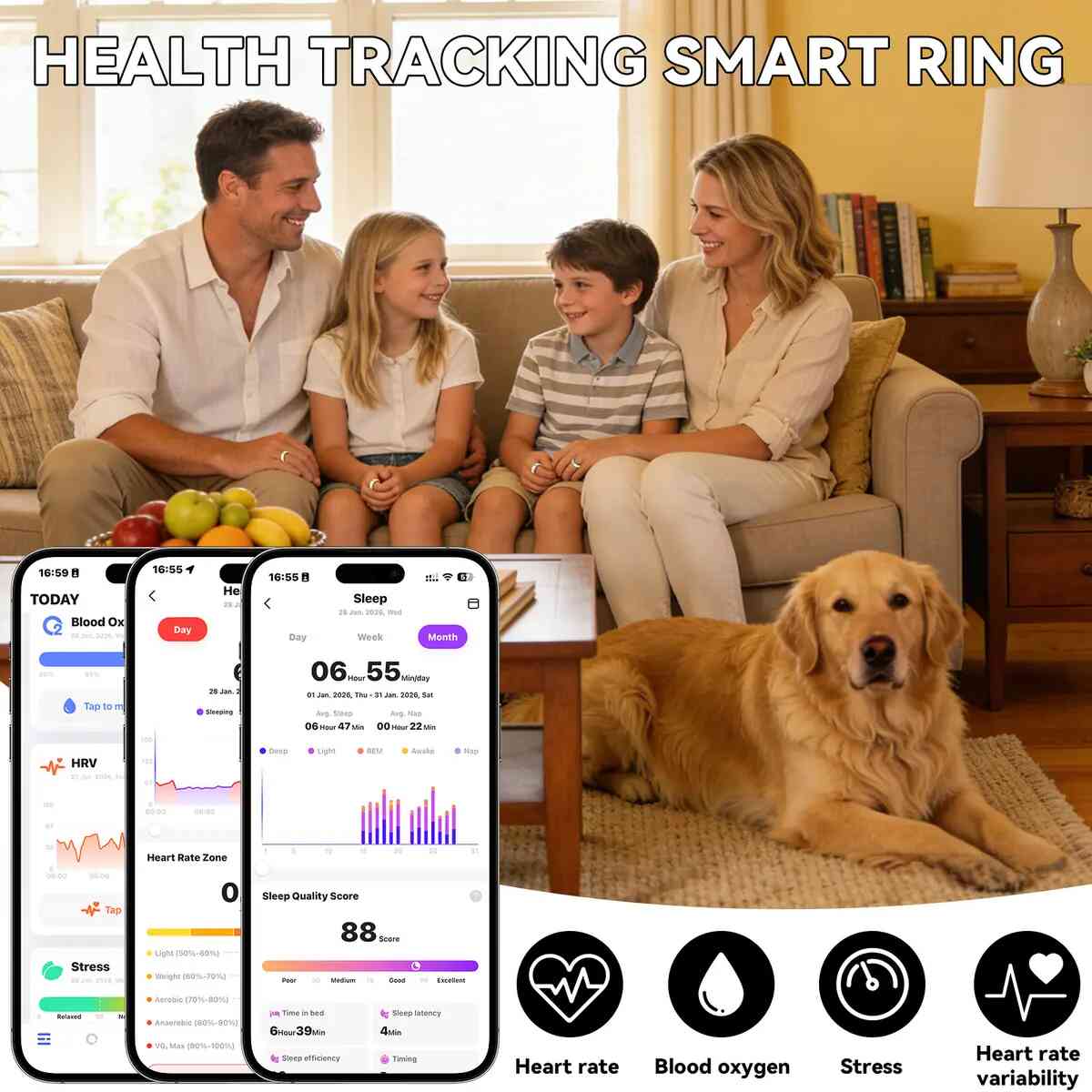 No-Subscription Waterproof Health Smart Ring