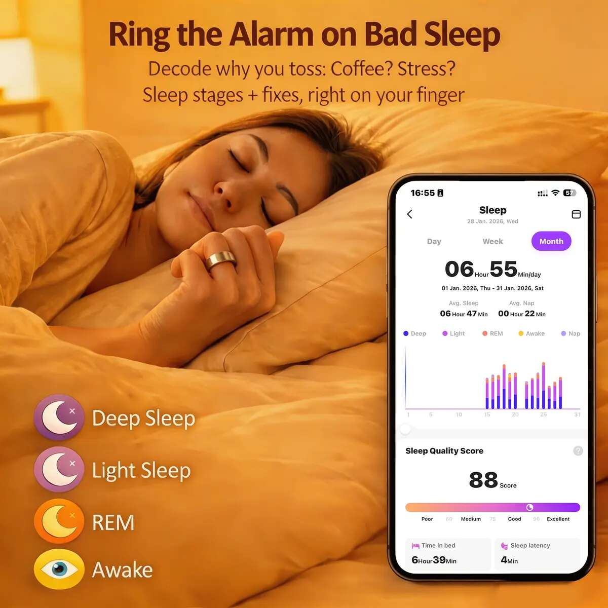 No-Subscription Waterproof Health Smart Ring