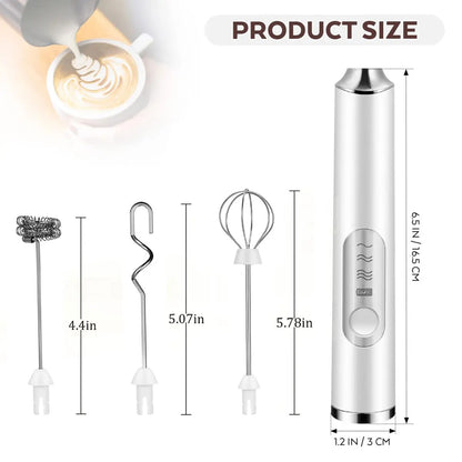 3-Head 3-Speed Rechargeable Milk Frother