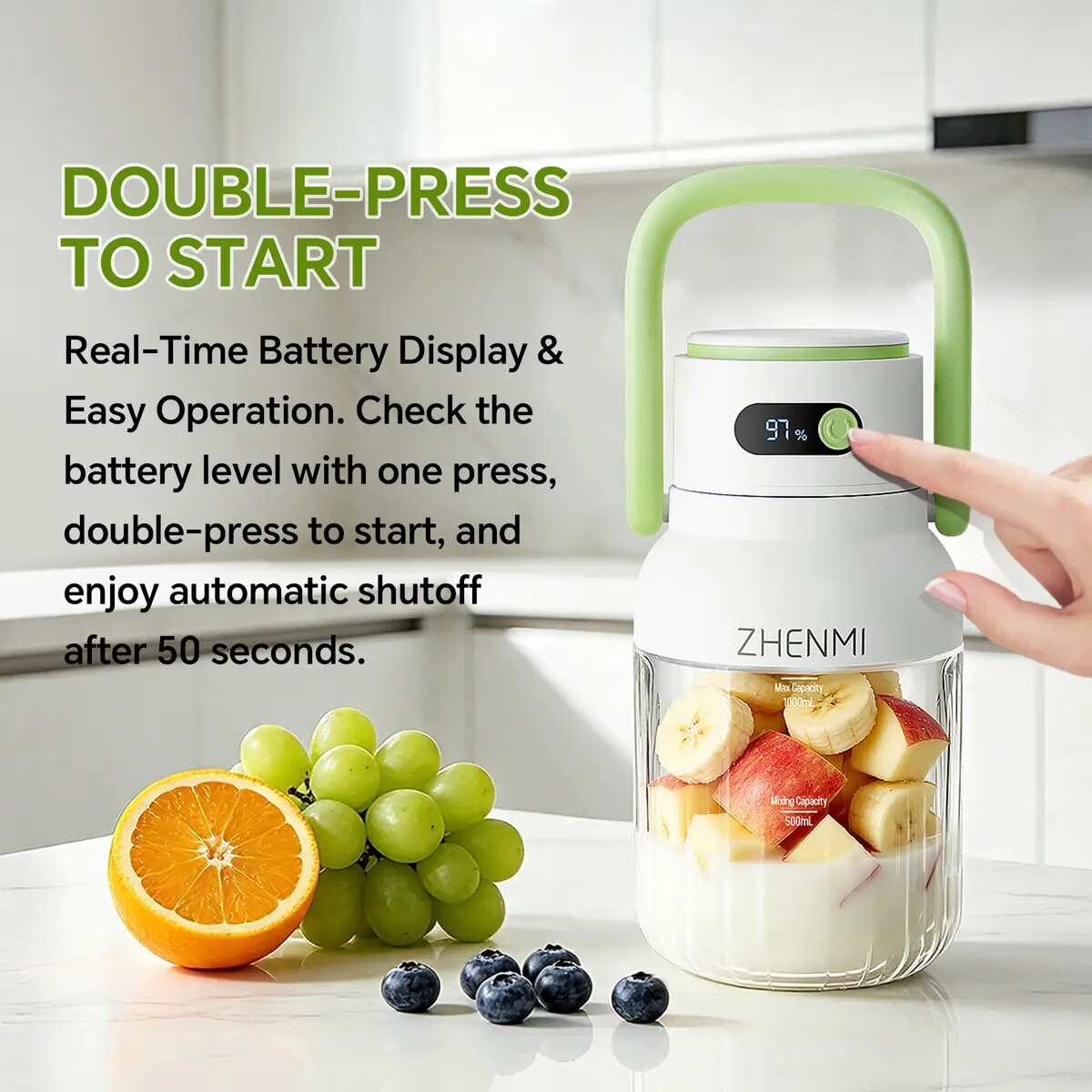 33oz Rechargeable Portable Ice-Crushing Blender