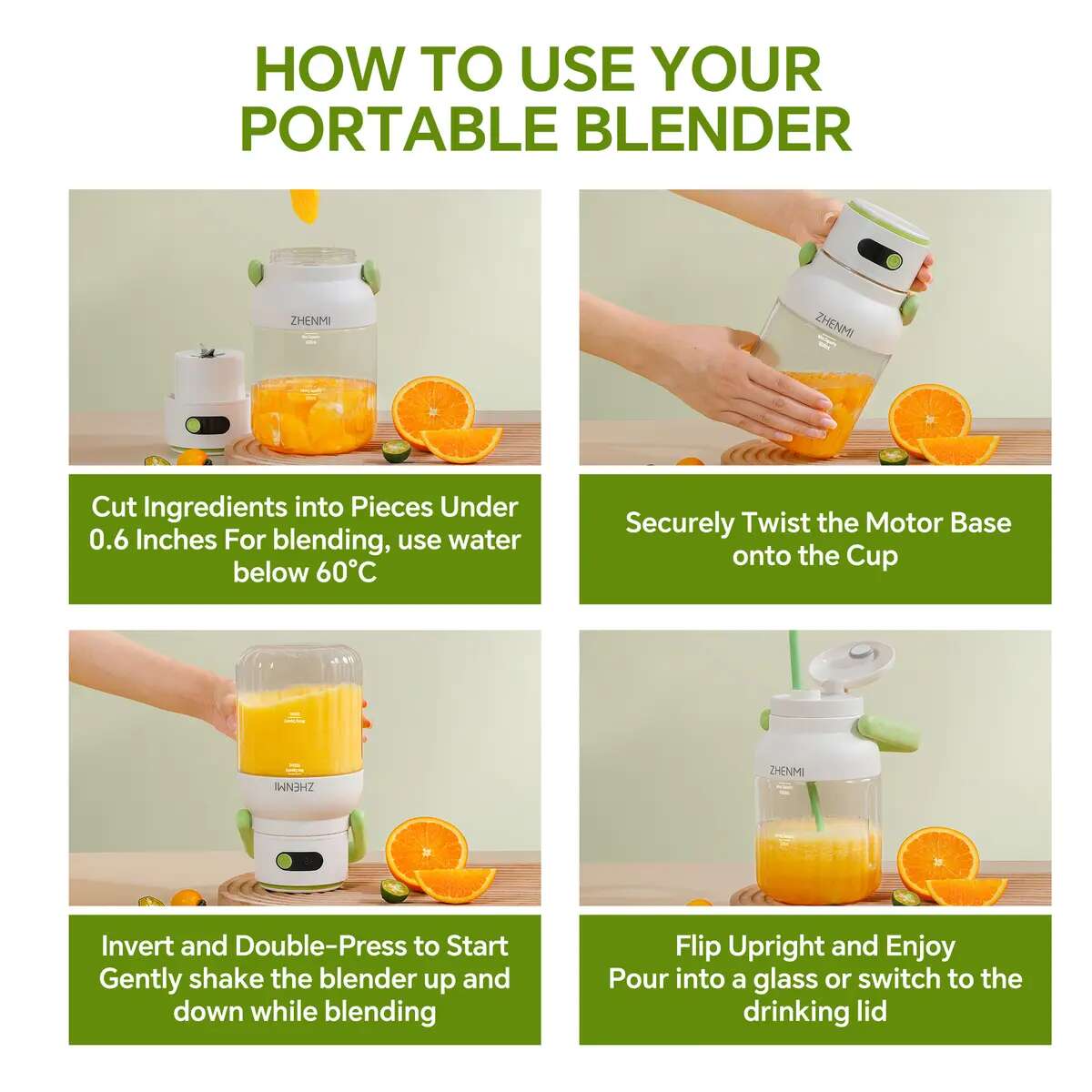 33oz Rechargeable Portable Ice-Crushing Blender