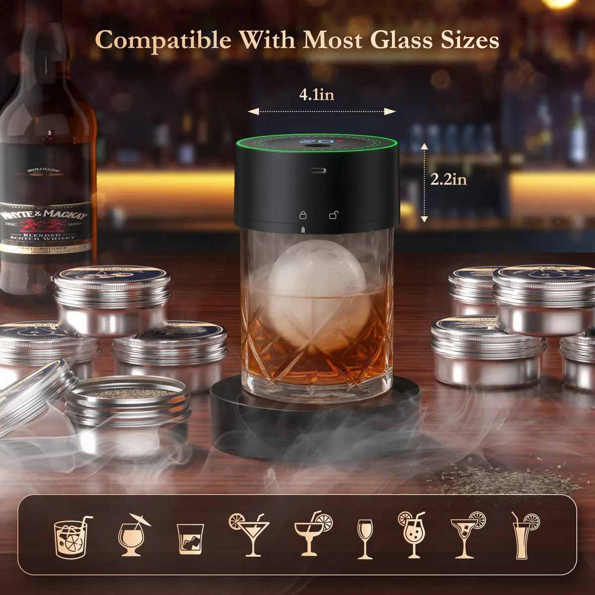 Rechargeable Whiskey Smoker Kit