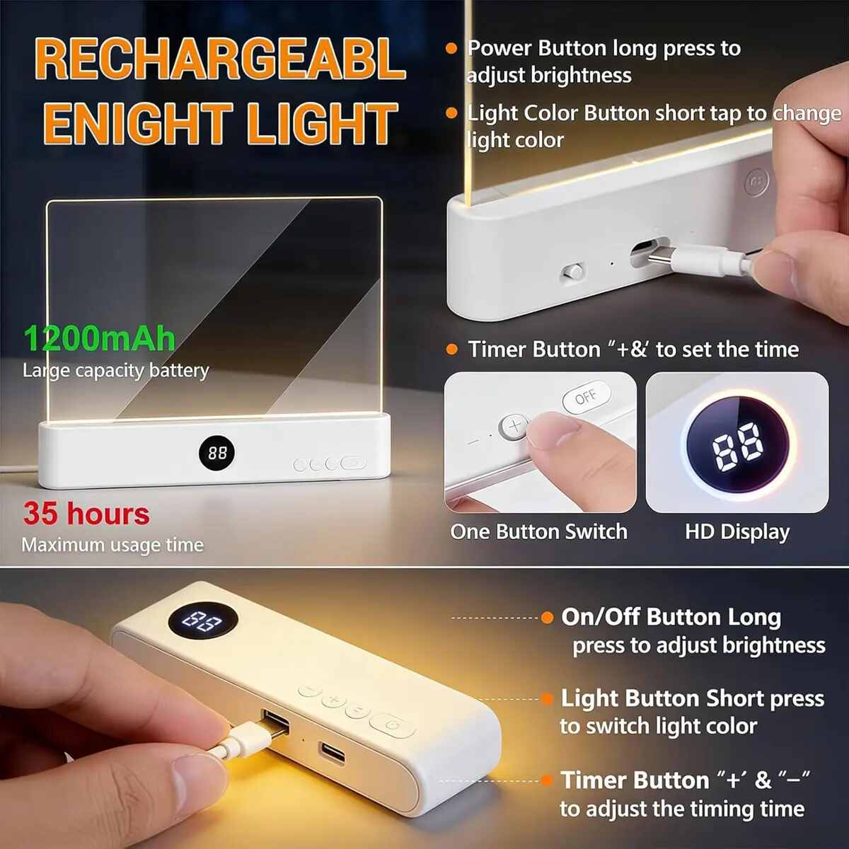Ultra-Thin Rechargeable LED Flat Reading Light