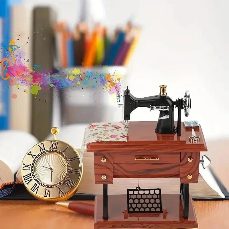 Vintage Sewing Machine Music Box