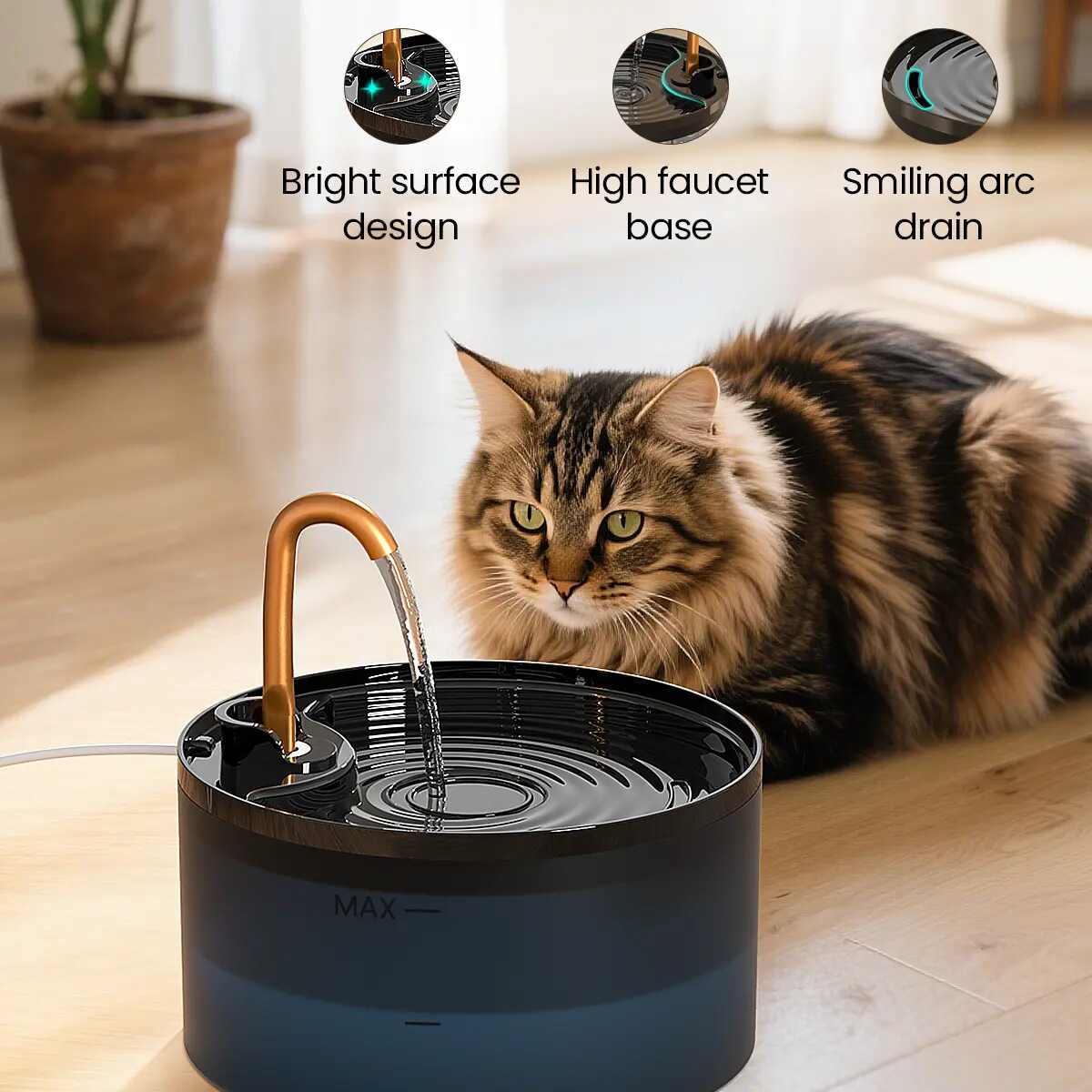Silent Filtered Cat Water Fountain