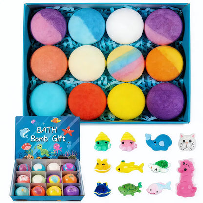 12-Pack Kids Bath Bombs with Surprise Toys Inside
