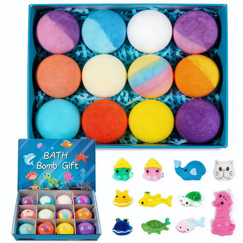 12-Pack Kids Bath Bombs with Surprise Toys Inside