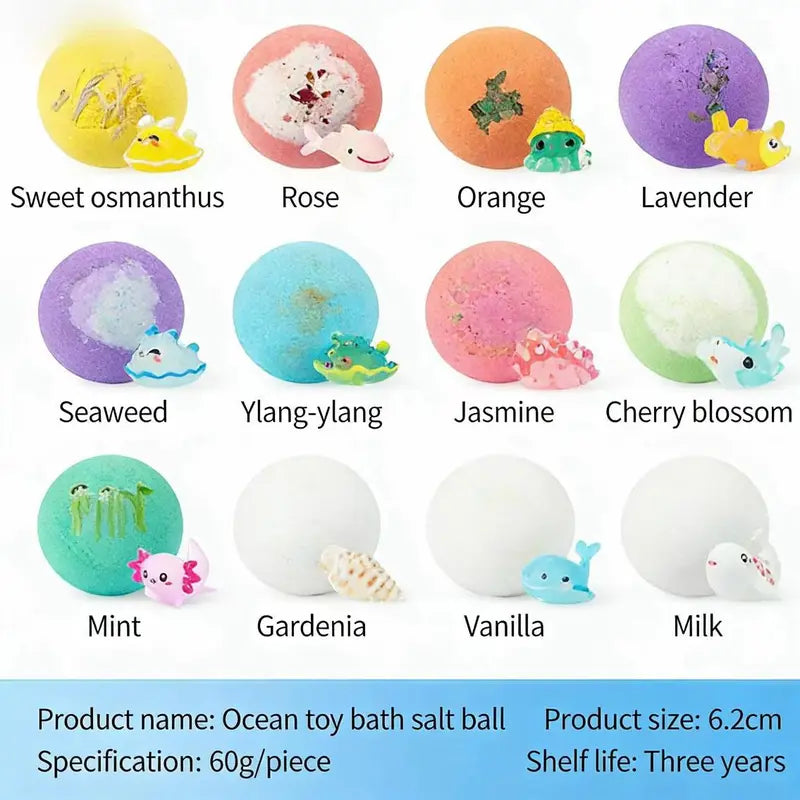 12-Pack Kids Bath Bombs with Surprise Toys Inside