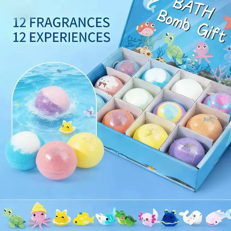 12-Pack Kids Bath Bombs with Surprise Toys Inside