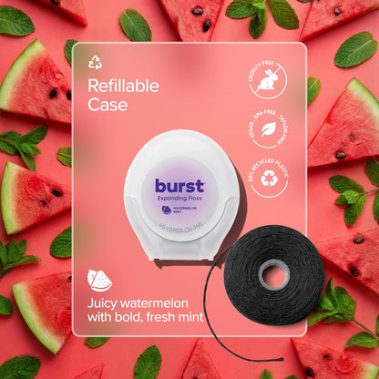 Watermelon Mint Expanding Dental Floss - Black Expanding