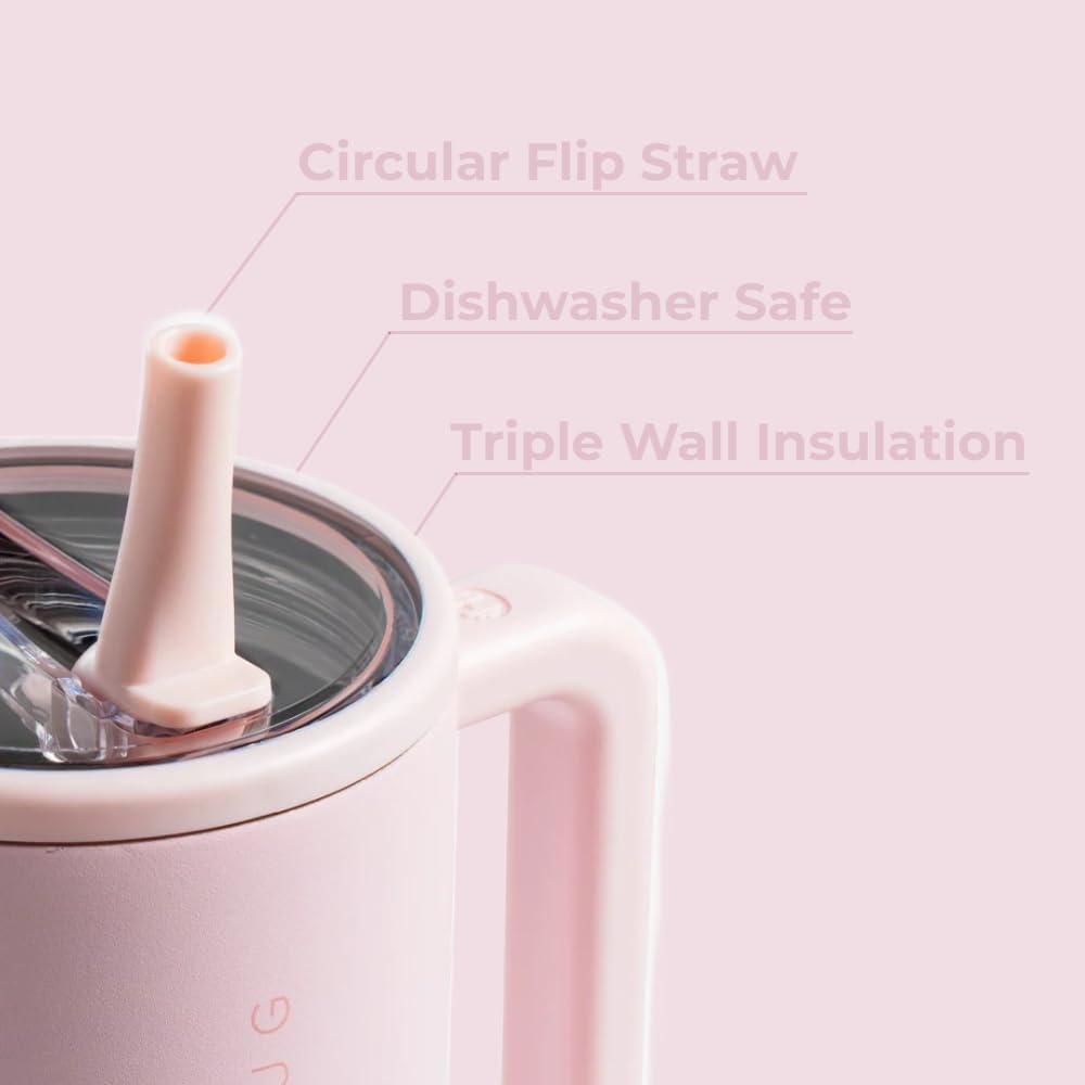 Leak-Proof Insulated Tumbler with Flip Straw & Cup Holder Fit Flasks Lid Drinkware