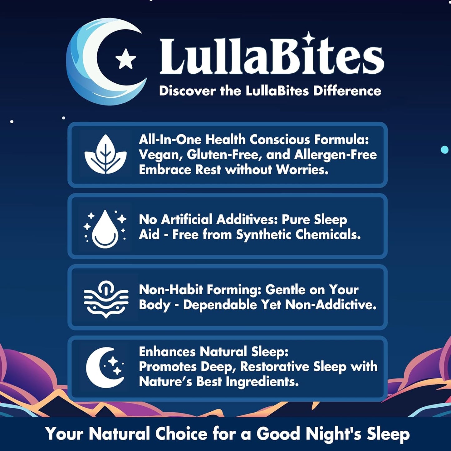 Natural Sleep Gummies - 30 Servings -Sweet Strawberry Stars (Melatonin Free)