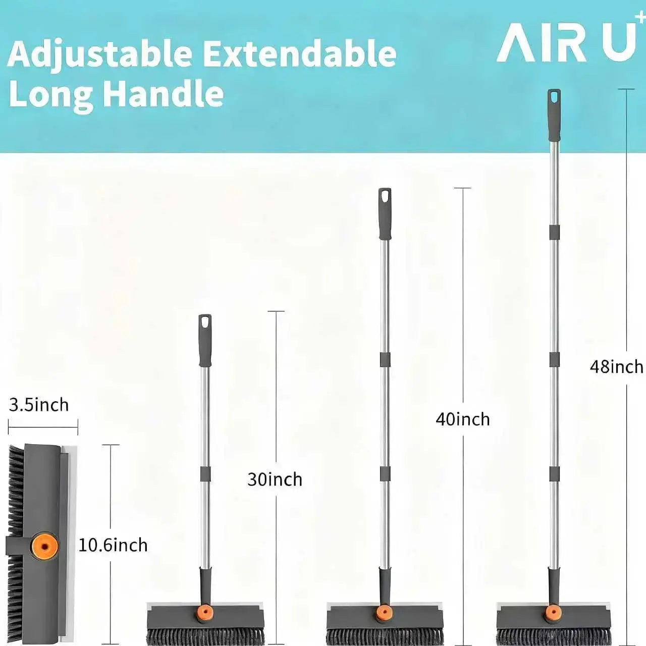 Adjustable 30, 40 and 48 inch configurations of the long-handle scrub brush