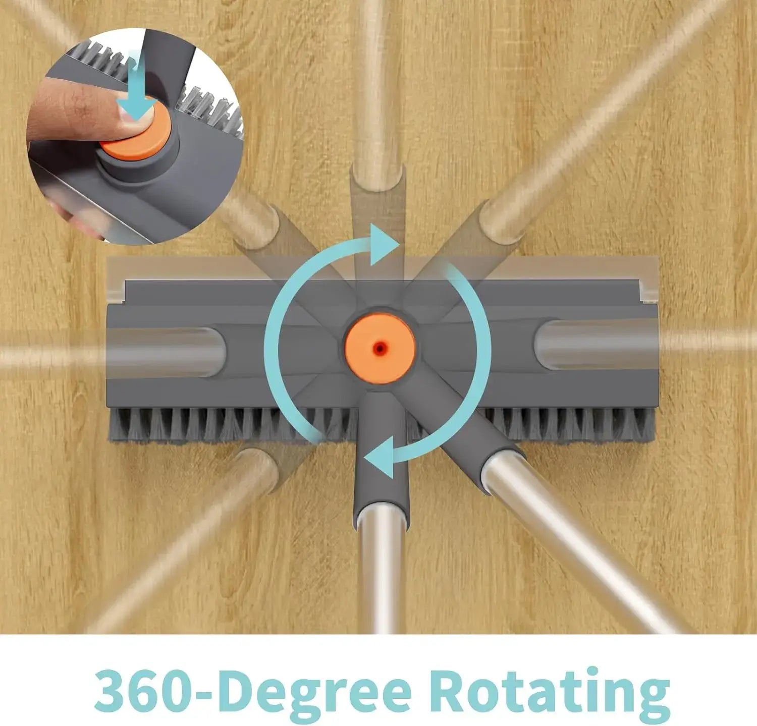 360-degree pivoting joint on the scrub brush head