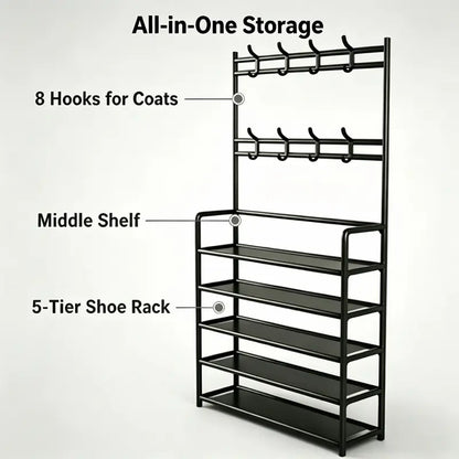 3-in-1 Entryway Organizer with 5 Shelves & 8 Hooks - original product photo 4