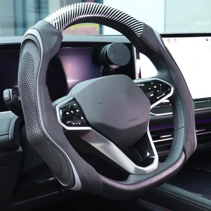 Black Textured Open-Bottom Steering Wheel Cover