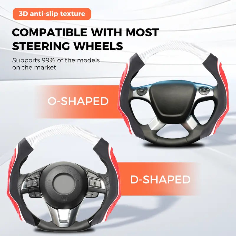 Black Textured Open-Bottom Steering Wheel Cover