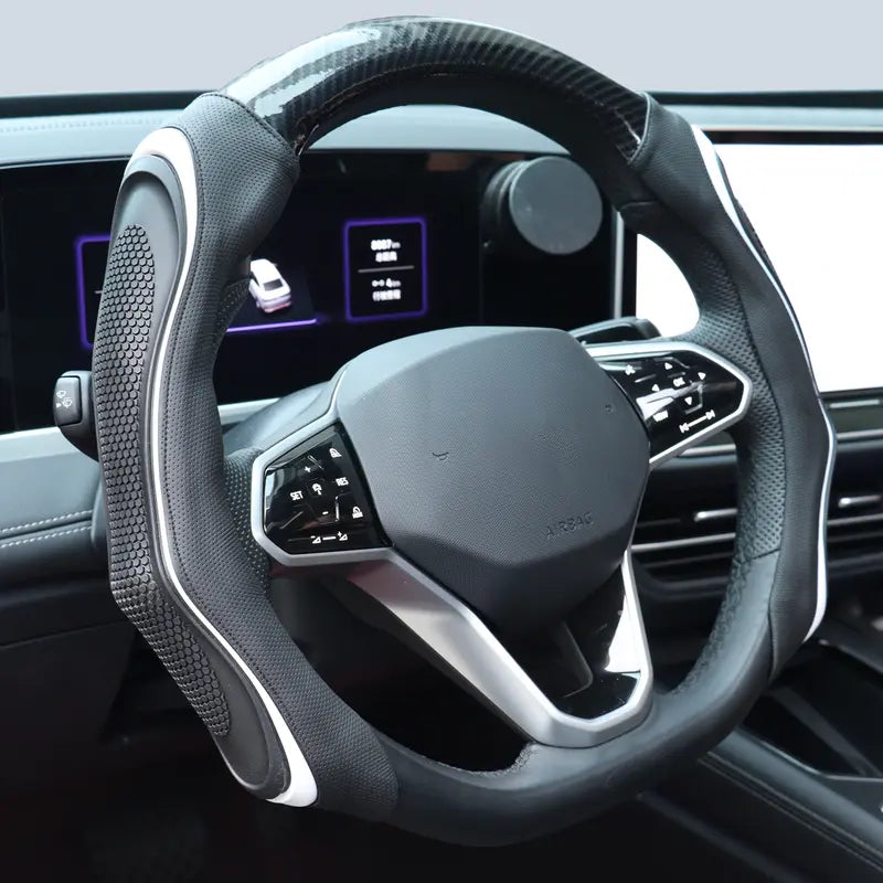 Black Textured Open-Bottom Steering Wheel Cover