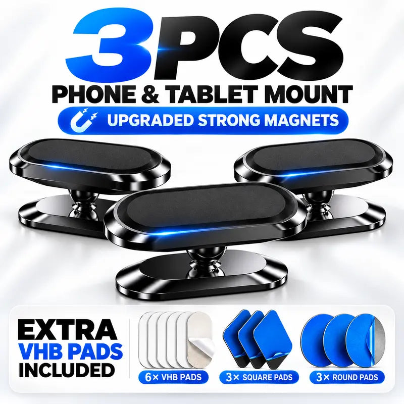 Magnetic Suction Phone and Tablet Mounts — 3-Piece Set