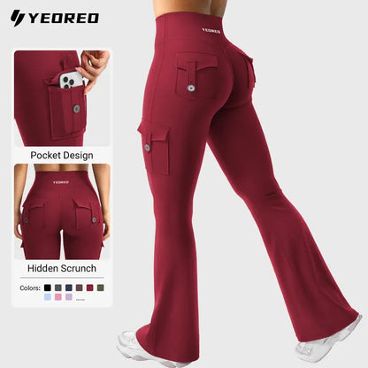 High-Waisted Cargo-Pocket Flare Leggings - original main gallery photo