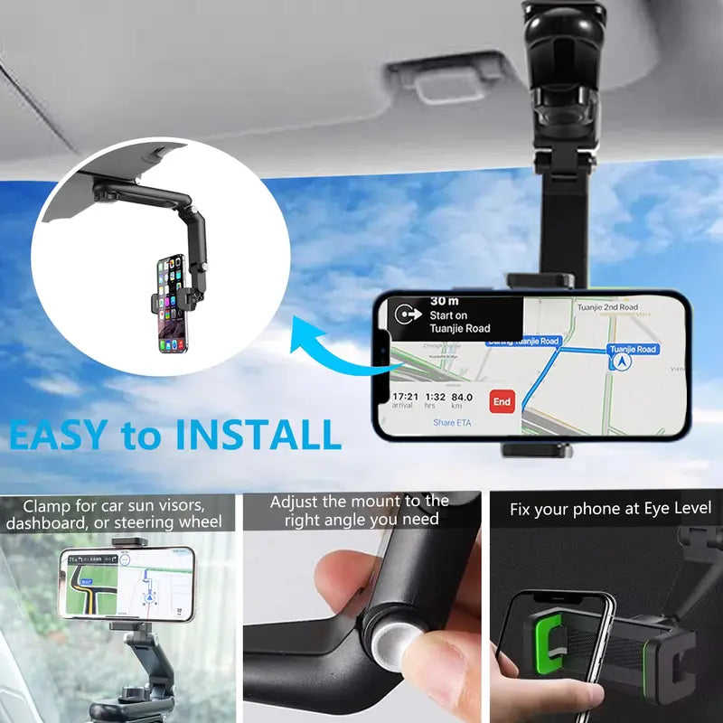Adjustable Clip-On Sun Visor Phone Holder