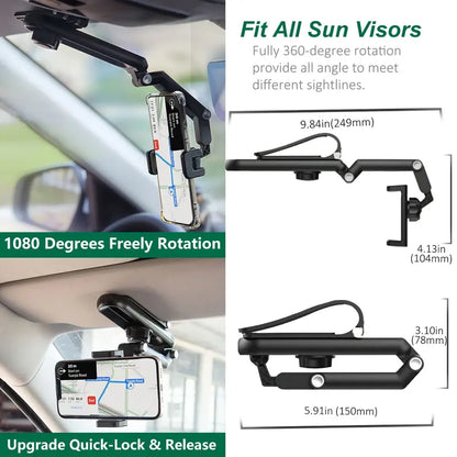 Adjustable Clip-On Sun Visor Phone Holder