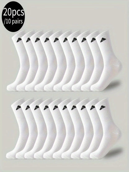 Black or White Crew Sports Socks — Ten Pairs - 10 pairs of white.