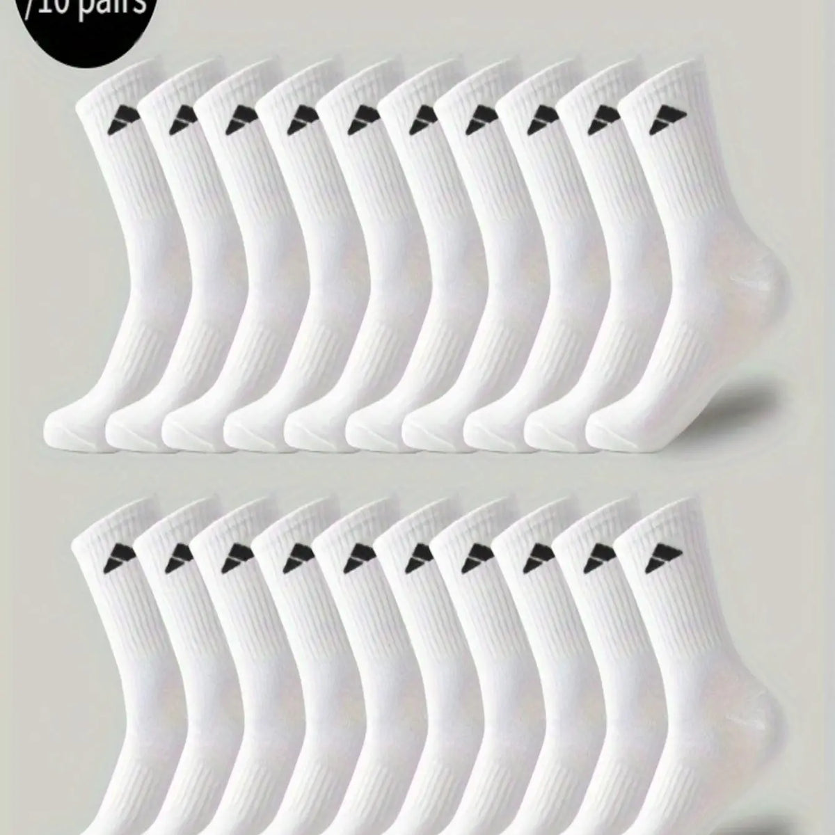 Black or White Crew Sports Socks — Ten Pairs - source design and use details