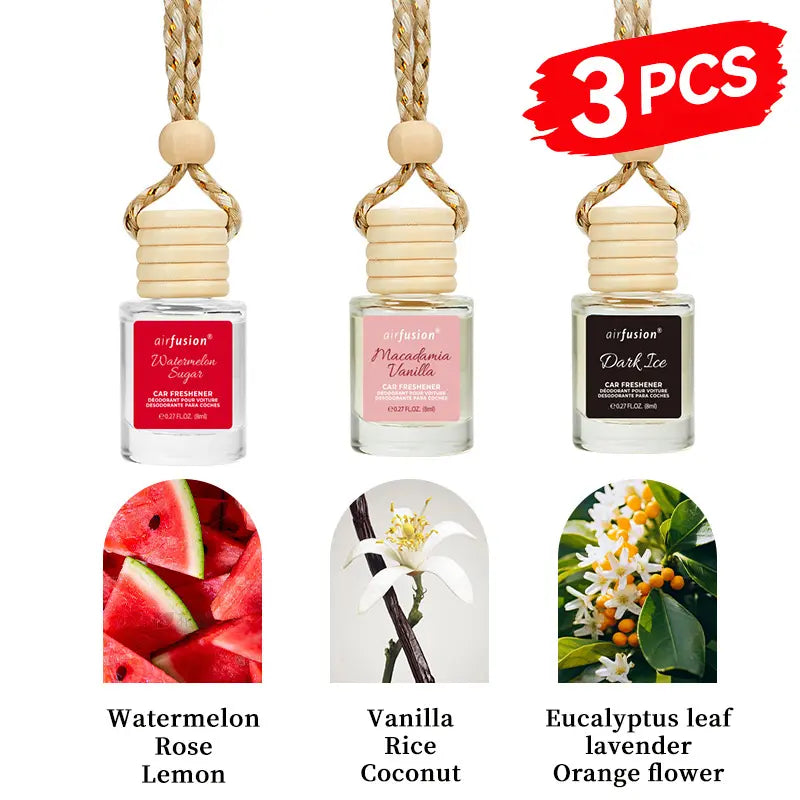Hanging Car Air Fresheners — 2 Matching Three-Bottle Packs