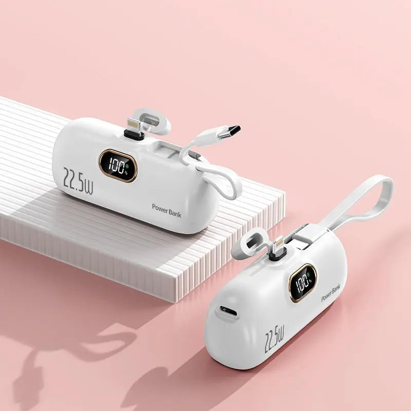5000mAh Mini Power Bank with Digital Battery Display - White original variant photo