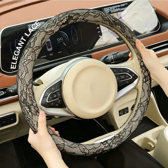 Lace Steering Wheel Cover — Color, Shape and Bow Options