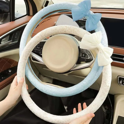 Lace Steering Wheel Cover — Color, Shape and Bow Options