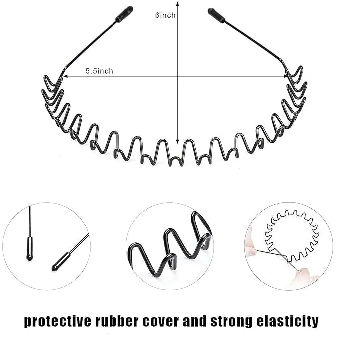 Two Piece Black Metal Wave Headband Pack — 1