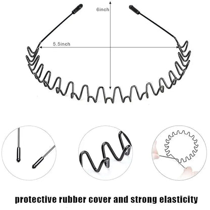 Two Piece Black Metal Wave Headband Pack — 1