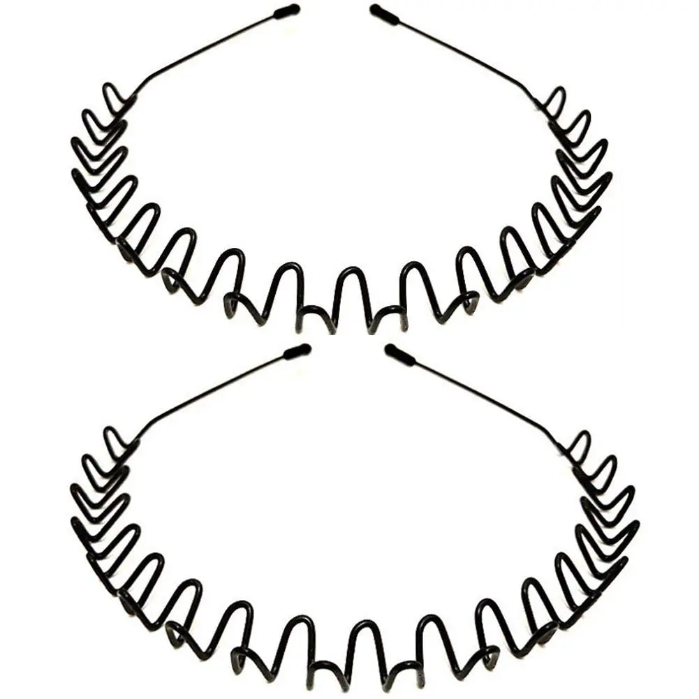 Two Piece Black Metal Wave Headband Pack — 3