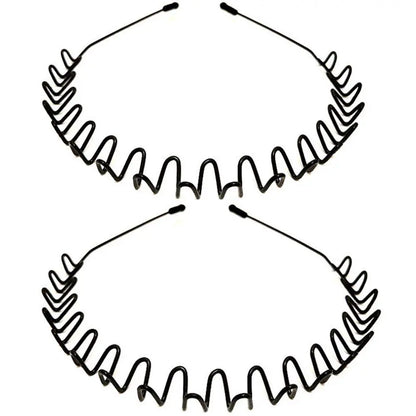 Two Piece Black Metal Wave Headband Pack — 3