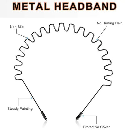 Two Piece Black Metal Wave Headband Pack — 2