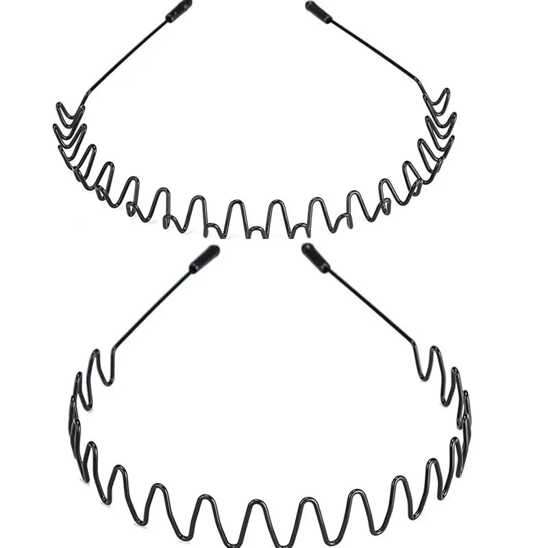 Two Piece Black Metal Wave Headband Pack — 0